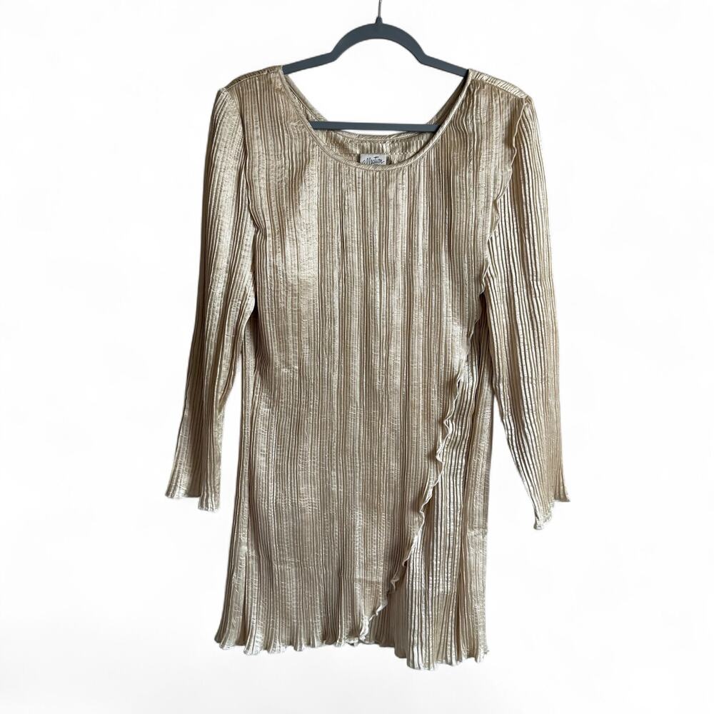 Vintage jeanne marc made in USA accordion gold mini dress, XS